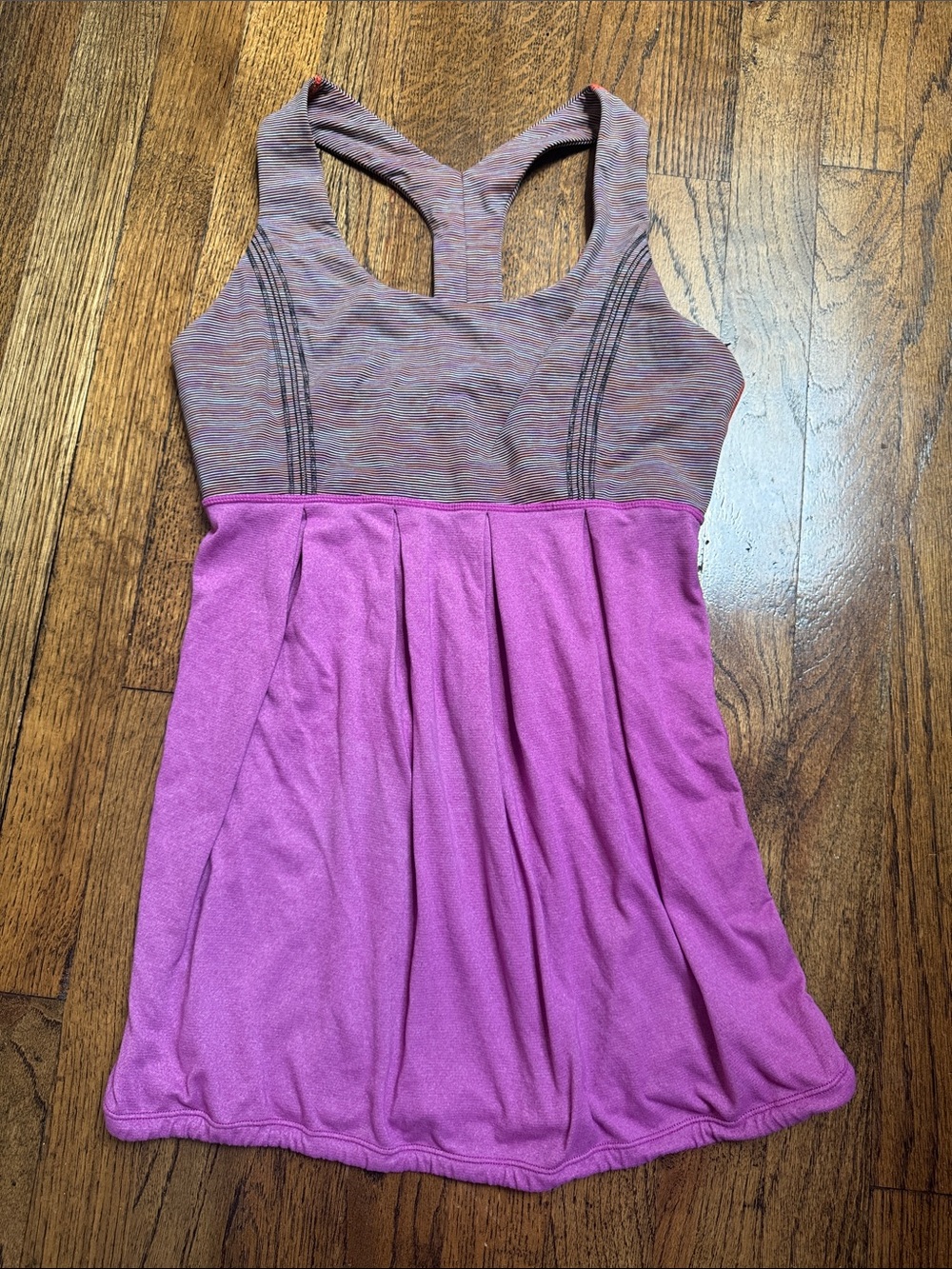lululemon athletica Striped Purple Racerback Tank 6 Small Medium Pleated